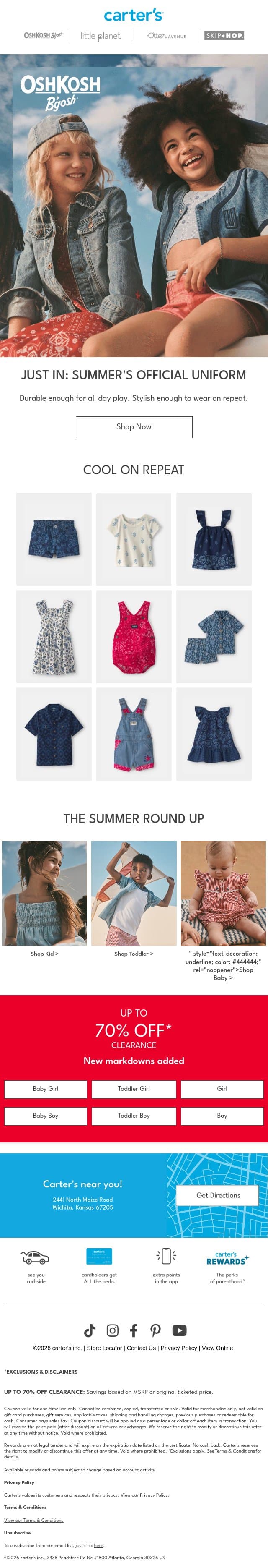 Classic summer vibes loading... email from Carter's screenshot