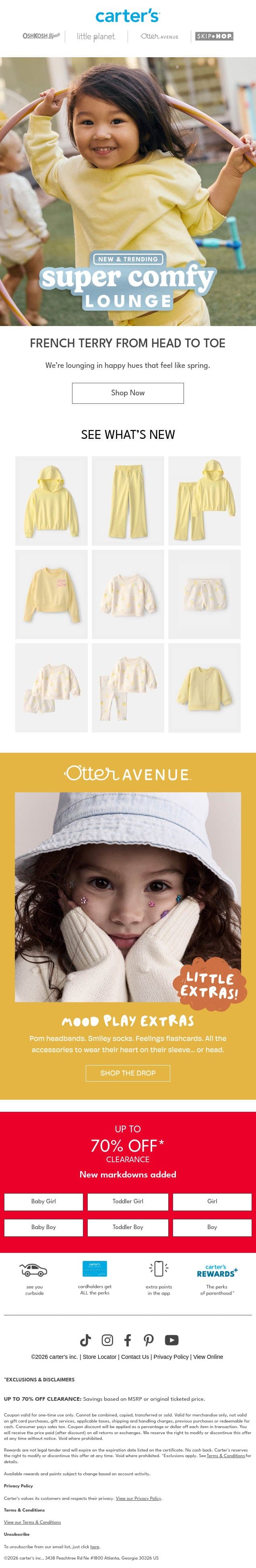 New! Super Comfy Lounge is in ✨ Take a peek email from Carter's screenshot