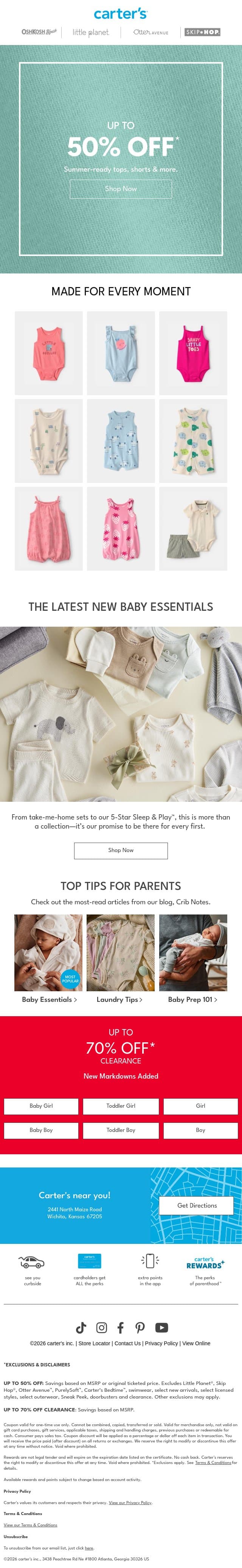 Trending: SUMMER STYLES 🙌 email from Carter's screenshot