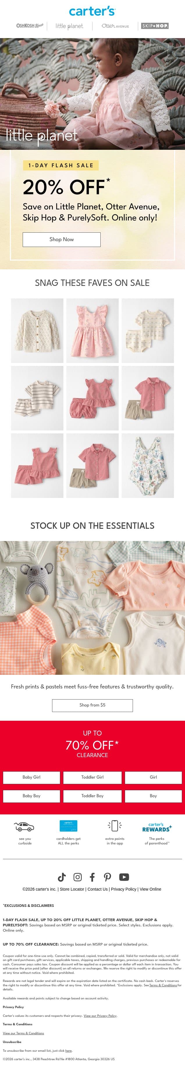 20% OFF: Little Planet, Otter Avenue & Skip Hop ‼️ email from Carter's screenshot