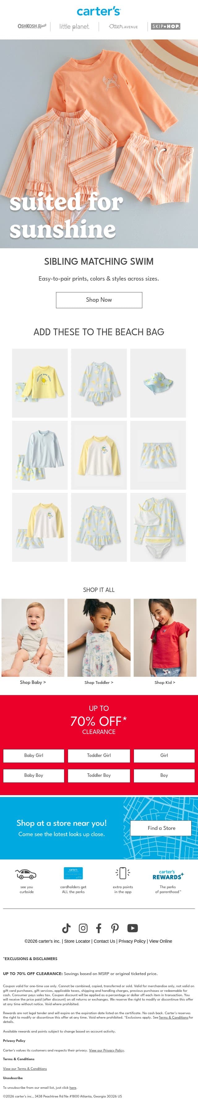 Sibling matching swim? 👯🌊 email from Carter's screenshot