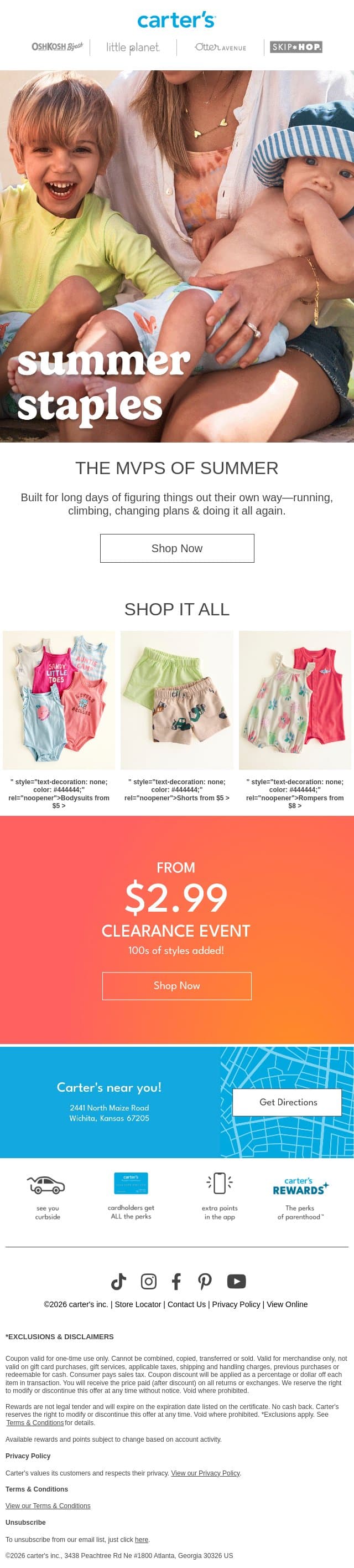 Summer Staples Collection ✨ email from Carter's screenshot