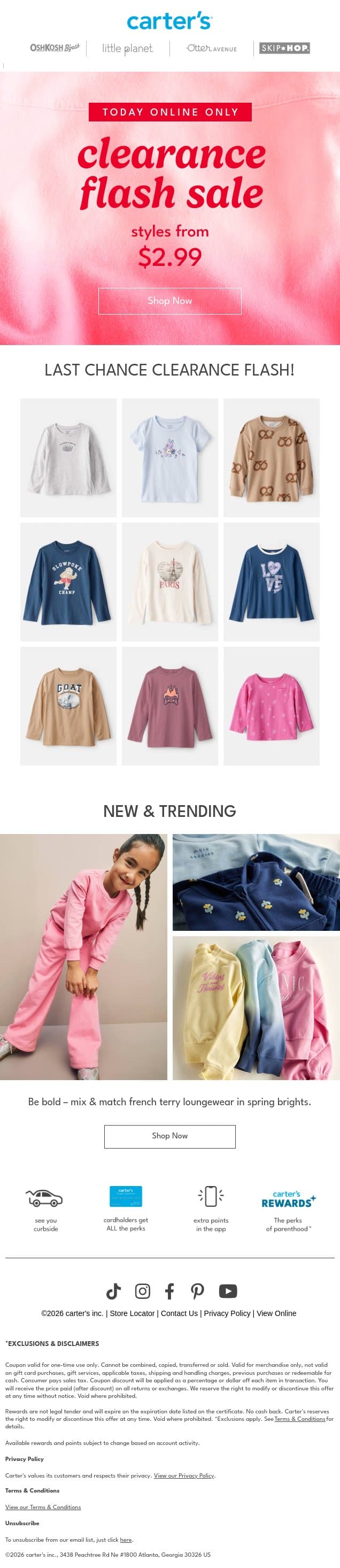 💥 Limited time flash sale 💥 email from Carter's screenshot