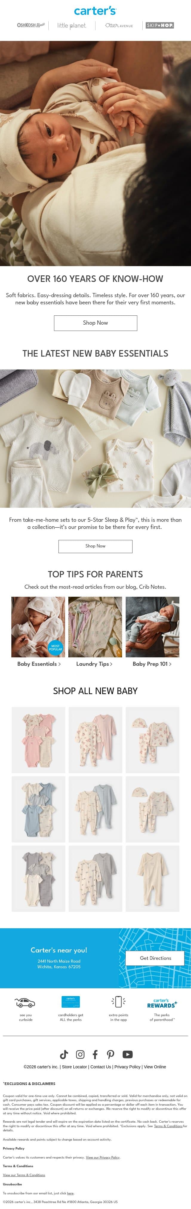 Just dropped! Our latest baby must-haves 🐣 email from Carter's screenshot