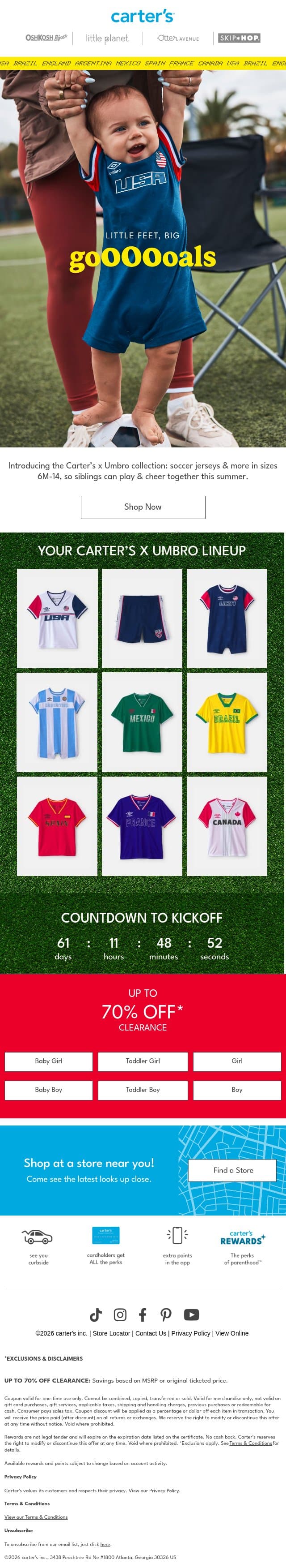 Ready for match days? ⚽ email from Carter's screenshot