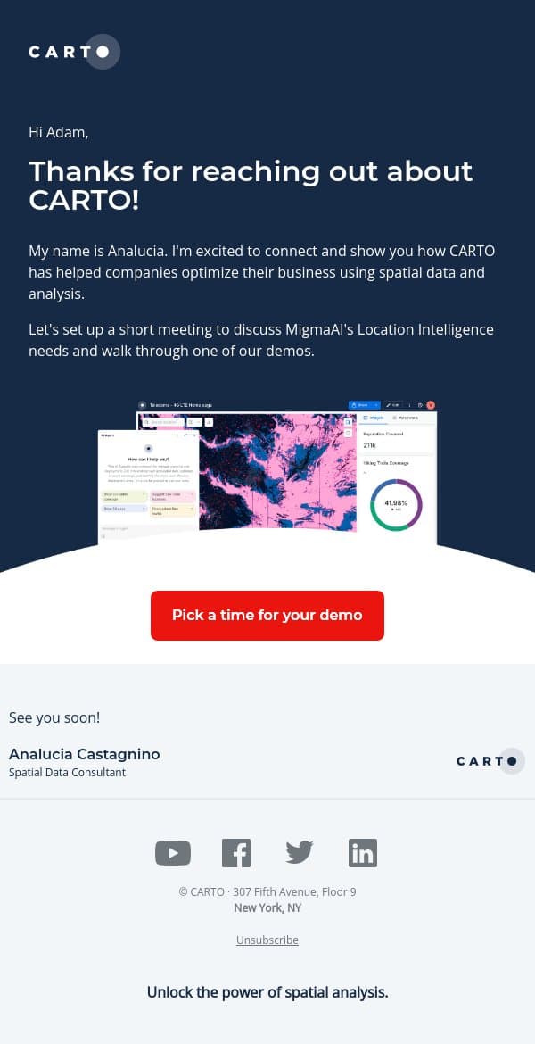 CARTO for Adam email from CARTO screenshot