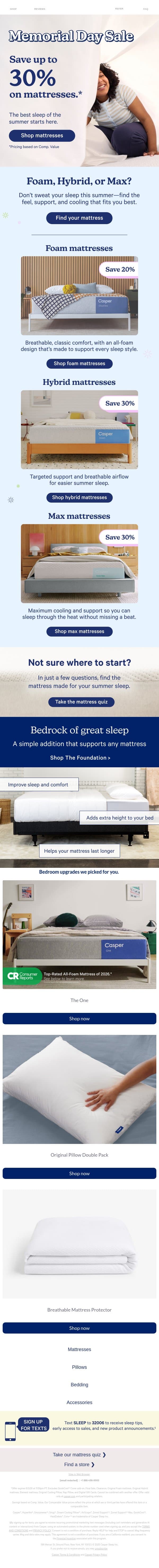 Save up to 30% and get the right support email from Casper screenshot