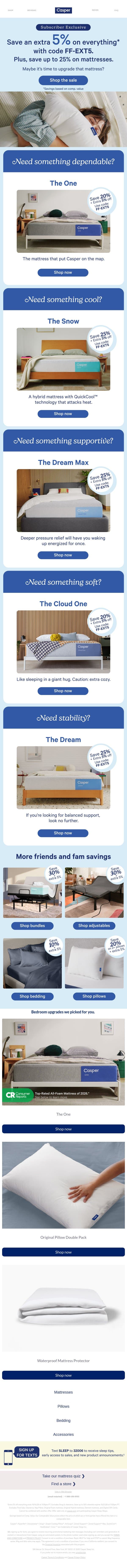Your extra 5% ends tomorrow ⏰* email from Casper screenshot