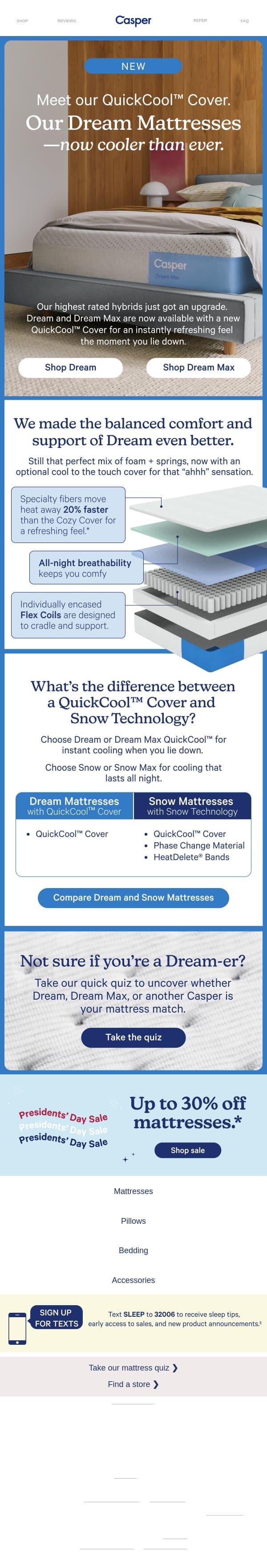 Dream Mattresses just got cooler. email from Casper screenshot