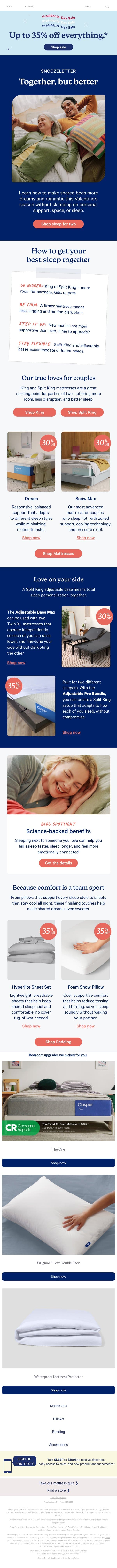 Sharing a bed? We can help email from Casper screenshot