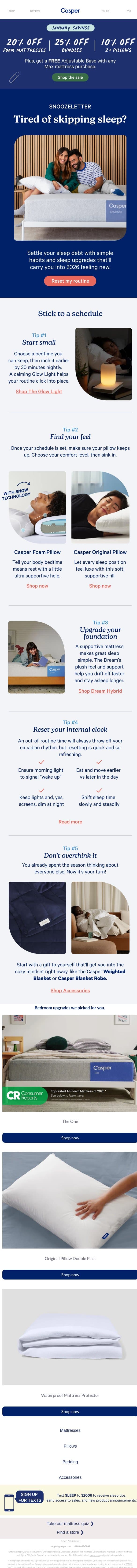 Tired of skipping sleep? email from Casper screenshot