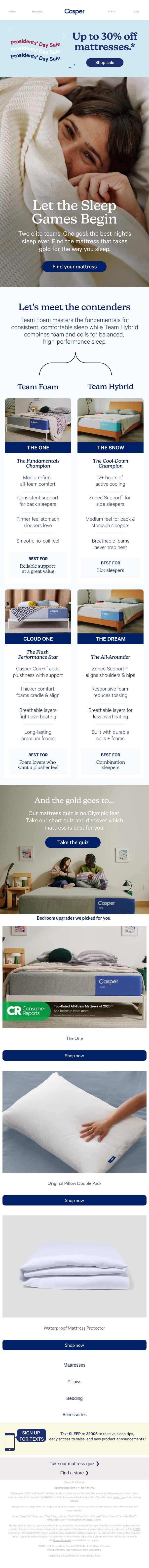 Let the sleep games begin 🥇 email from Casper screenshot
