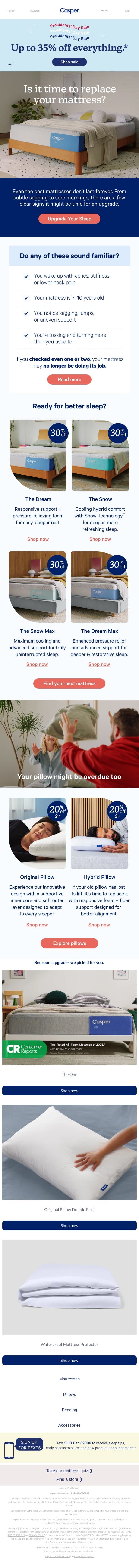 Sleeping worse than you used to? email from Casper screenshot