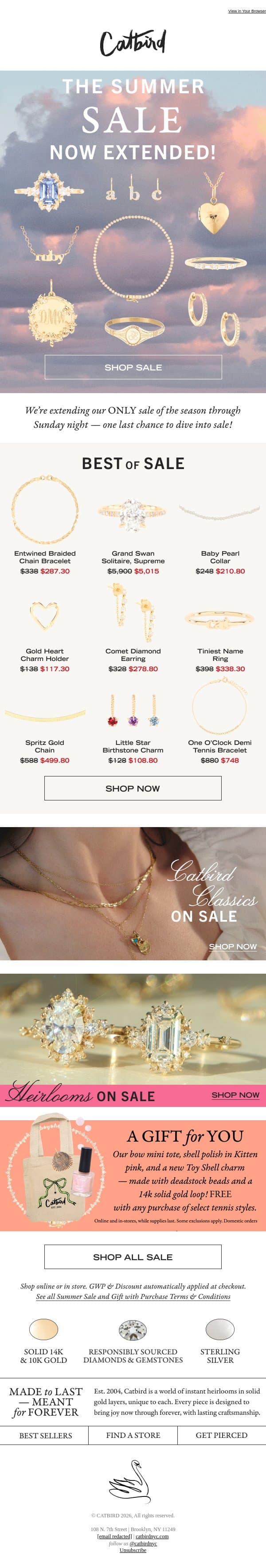 SURPRISE 💫 Sale Extended email from Catbird screenshot