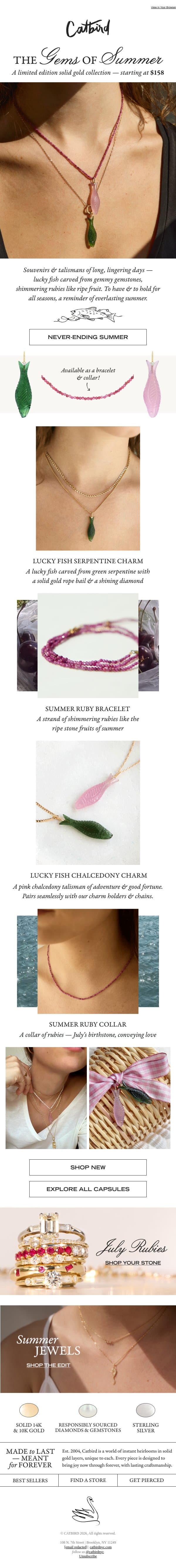 Summer Capsule no. 2 🐟 email from Catbird screenshot