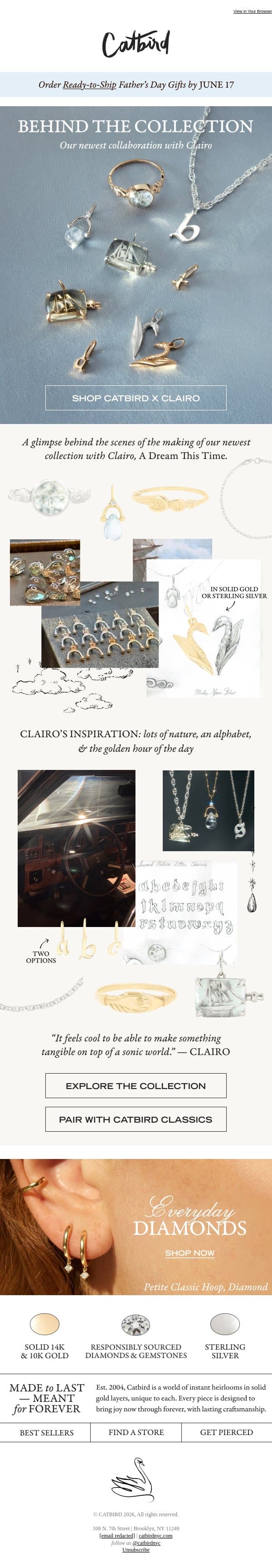 Behind the Collection 🫧🦢⚓ email from Catbird screenshot