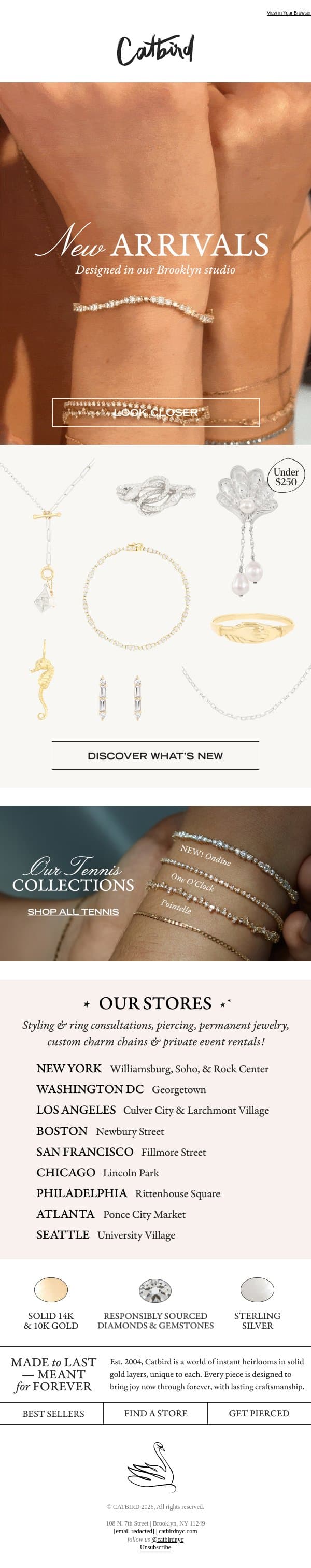 New: Summer Keepsakes email from Catbird screenshot