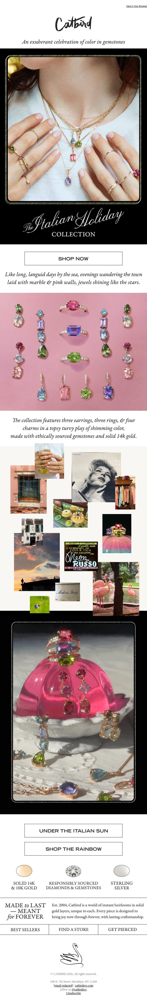NEW: The Italian Holiday 🍧 email from Catbird screenshot