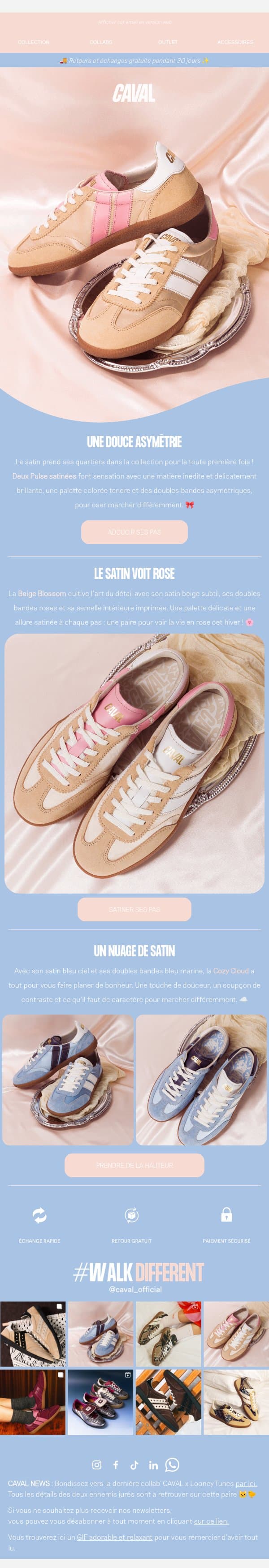 Deux paires satinées font leur entrée 🎀 email from Caval screenshot