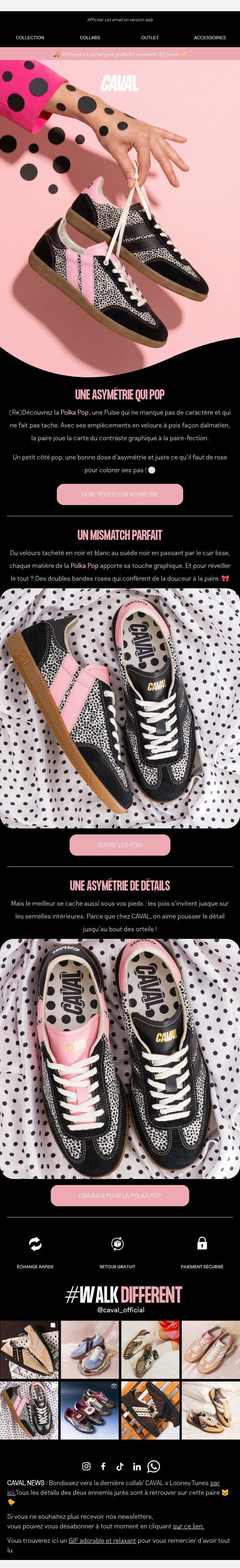 Pop ! Un imprimé inédit bondit dans la co' 💕 email from Caval screenshot