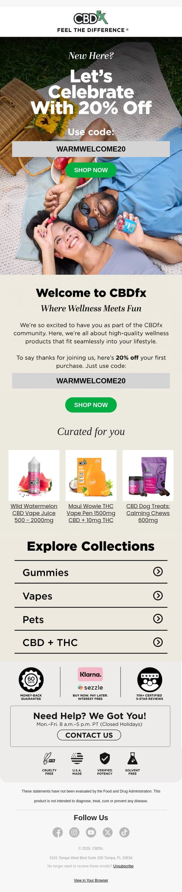 Welcome! Your 20% OFF is inside 🌿 email from CBDfx screenshot