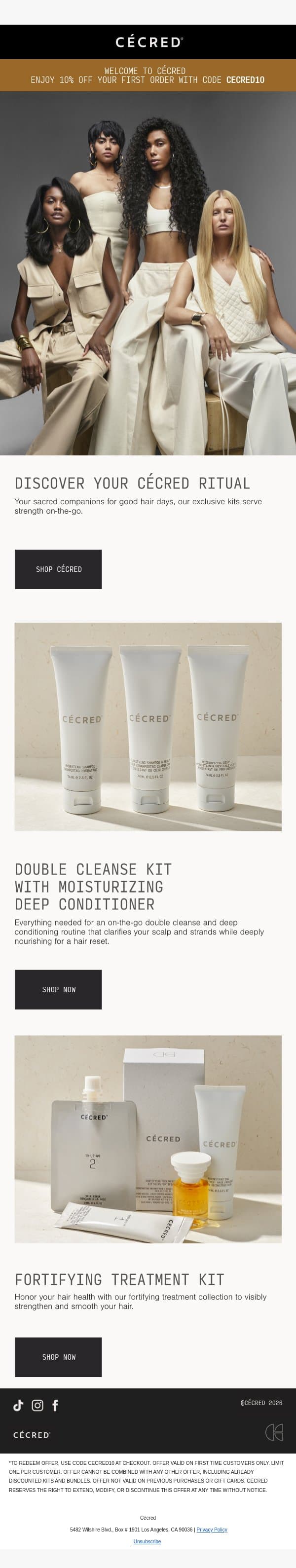 Healthy hair starts at the foundation email from Cécred screenshot