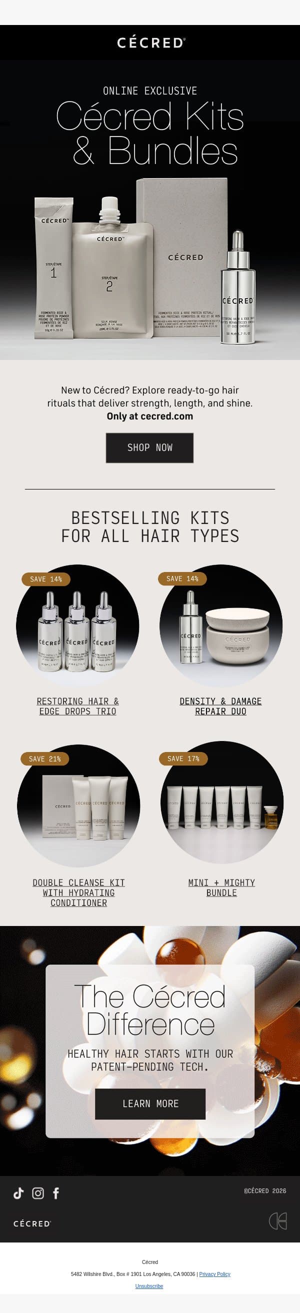 Kits & Bundles–Only at Cécred email from Cécred screenshot