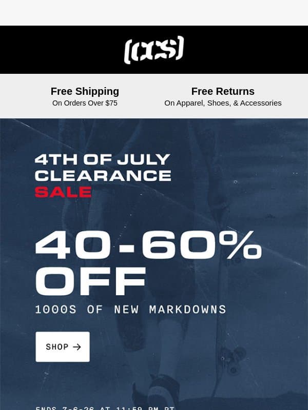4th of July Sale Starts Now! email from CCS