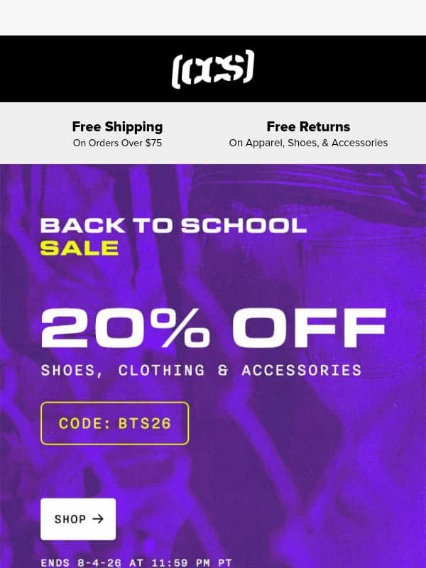 Back To School Sale Starts Now! email from CCS