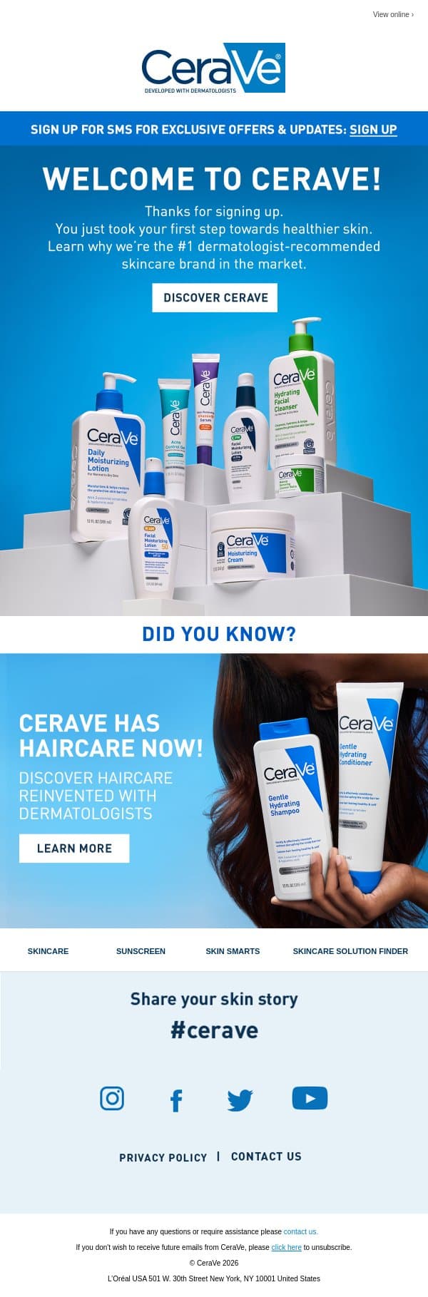 Welcome to CeraVe! email from CeraVe screenshot
