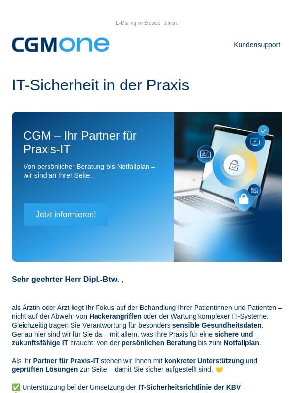 Mehr Sicherheit für Ihre Patientendaten 🔐 email from CGM