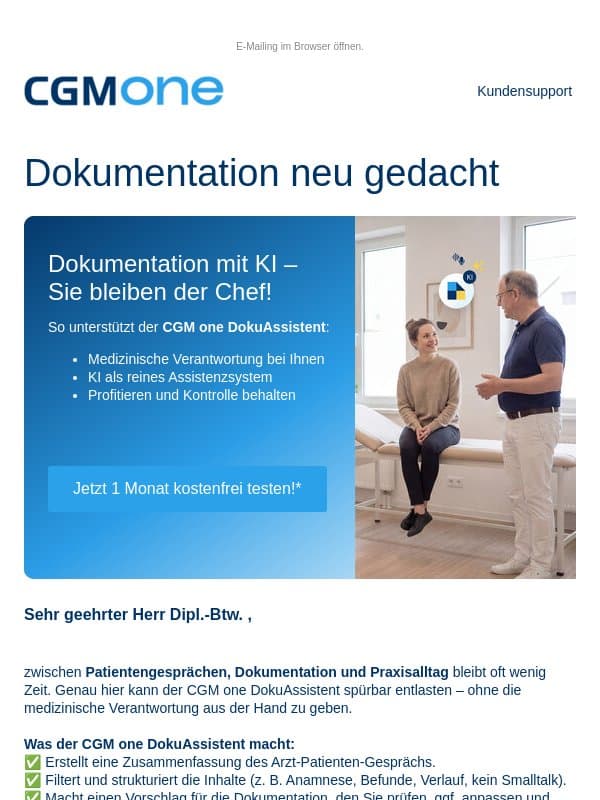 KI im Behandlungszimmer: Wer entscheidet am Ende? email from CGM