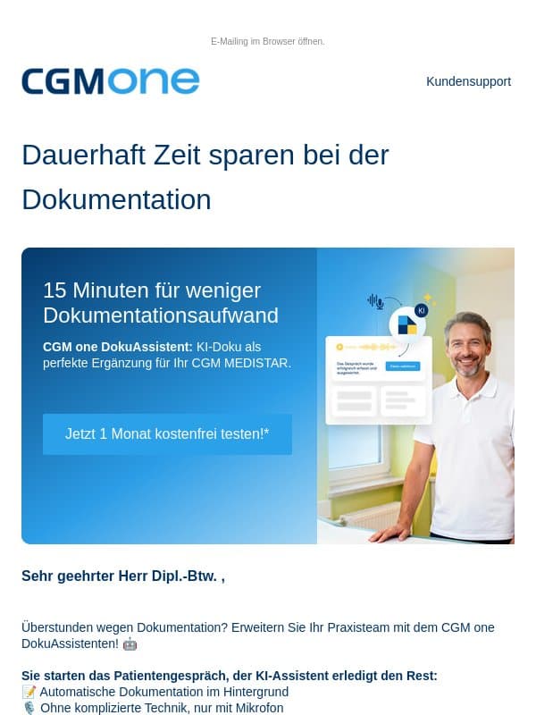 15 Minuten für weniger Dokumentationsaufwand ⏱️📝 email from CGM