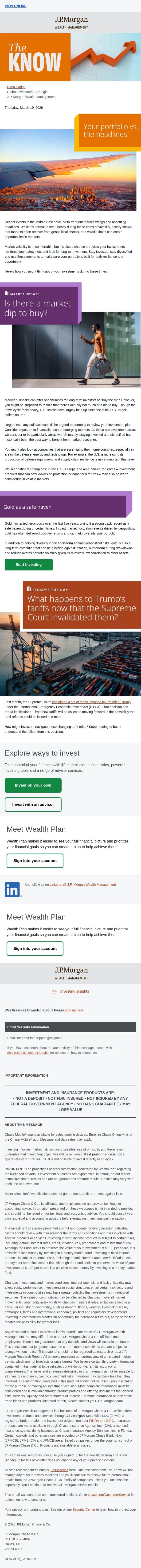 Your portfolio vs. the headlines email from Chase screenshot