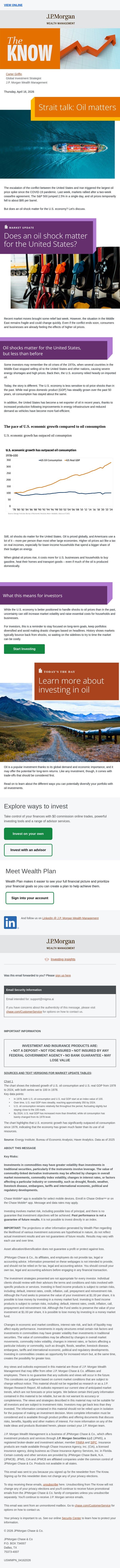 Strait talk: Oil matters email from Chase screenshot