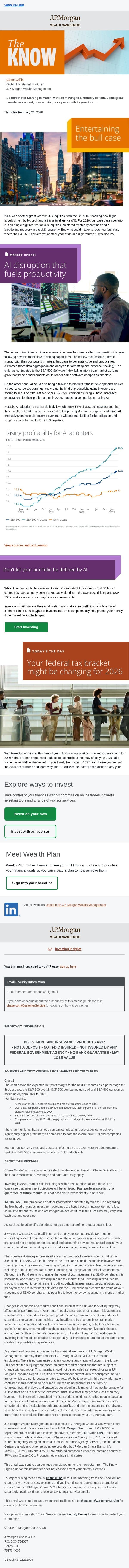 The bull case for 2026 email from Chase screenshot