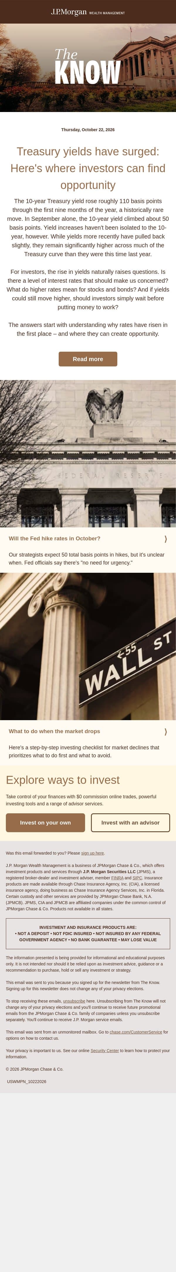 Treasury yields have surged: Here's where investors can find opportunity email from Chase screenshot