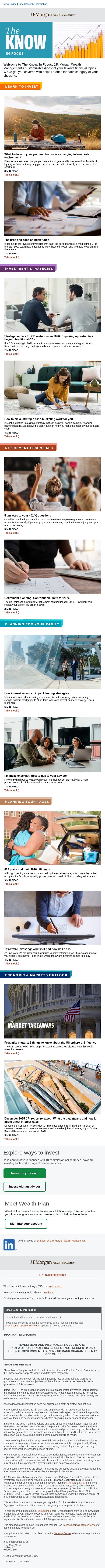 The Know: In Focus email from Chase screenshot