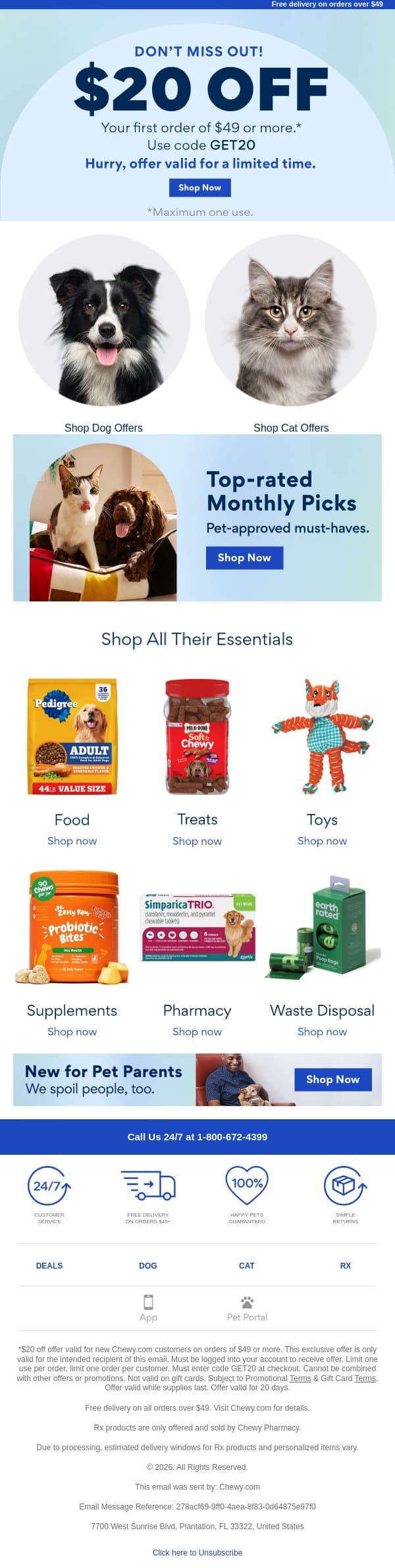 Chewy here, letting you know about your offer 💙 email from Chewy screenshot