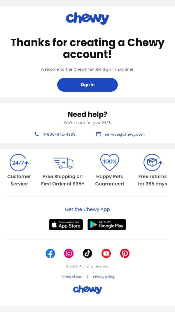 Your Chewy.com account email from Chewy screenshot