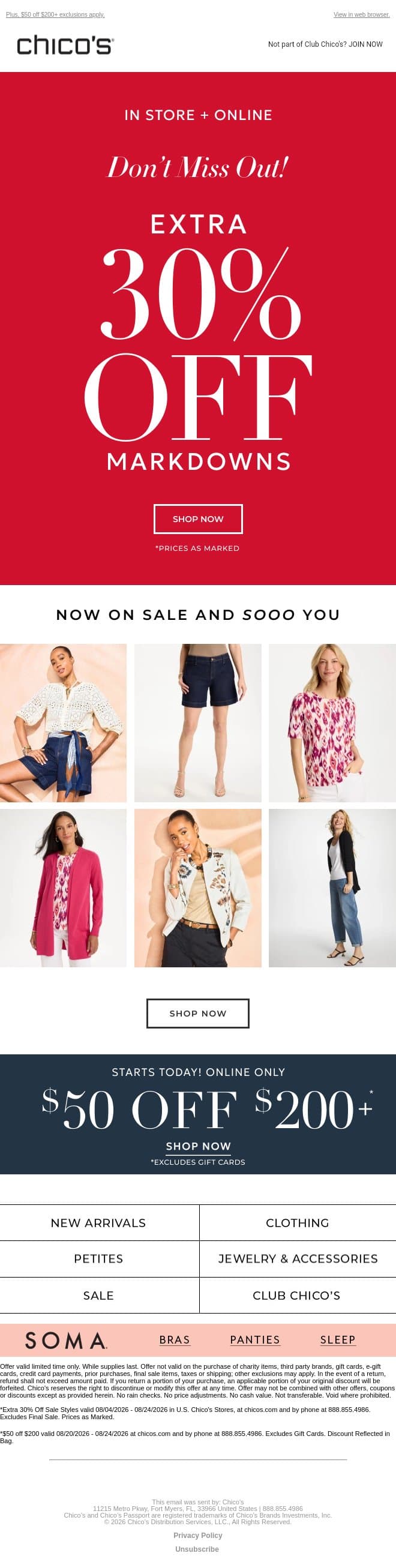 The Sale Section is currently 🔥🔥🔥 email from Chico's screenshot