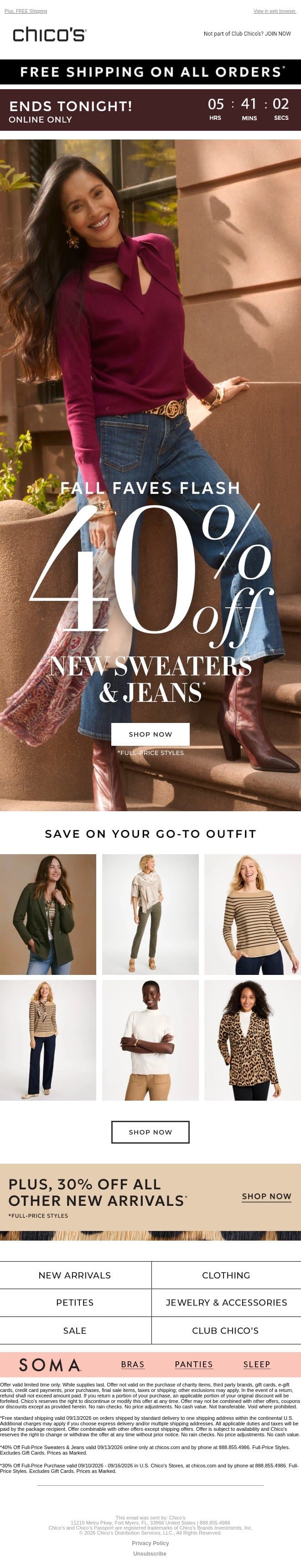 FINAL HOURS! 40% off the must-have fall outfit email from Chico's screenshot
