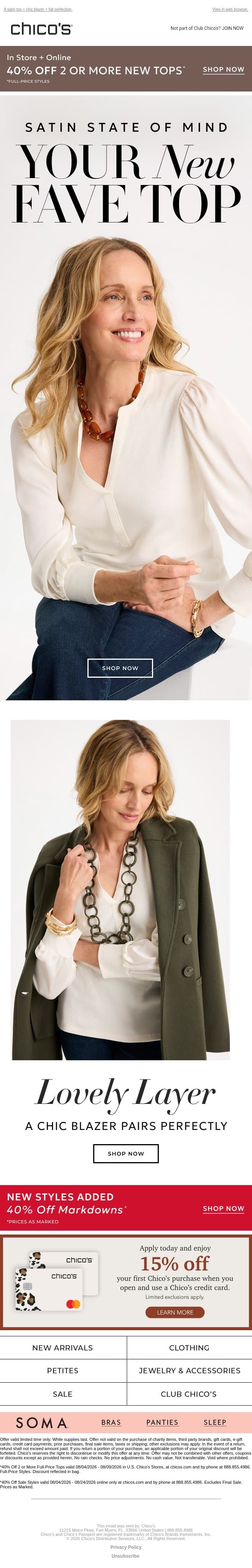 Your Wardrobe's New Essentials 💎 email from Chico's screenshot