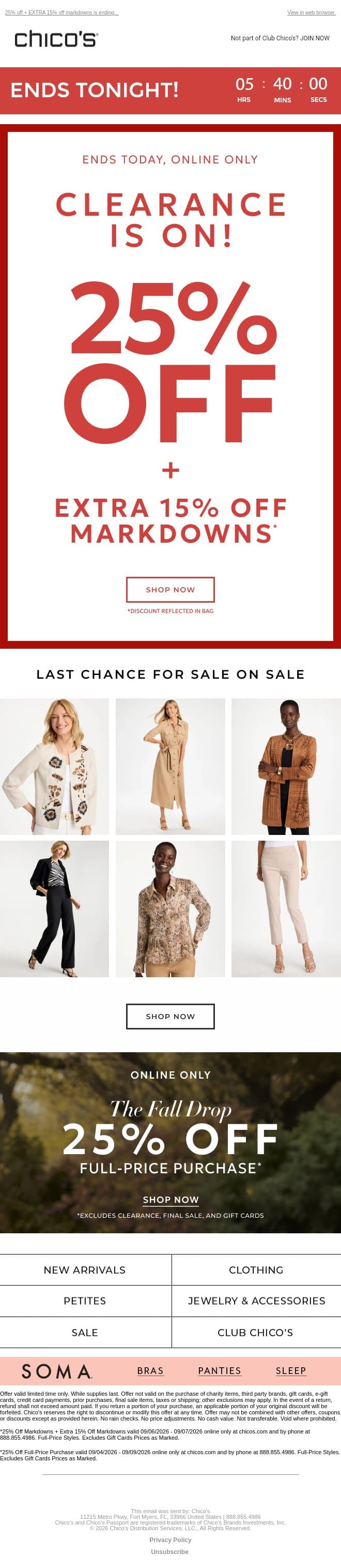 Seriously, don’t miss this SALE on SALE! ⌛ email from Chico's screenshot