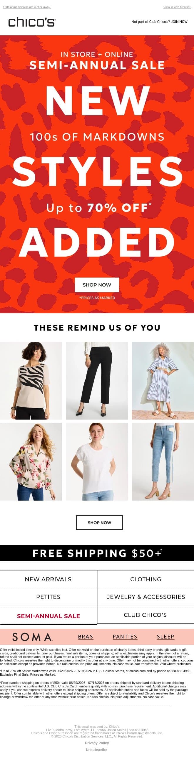 We just added MORE styles (still up to 70% off) email from Chico's screenshot