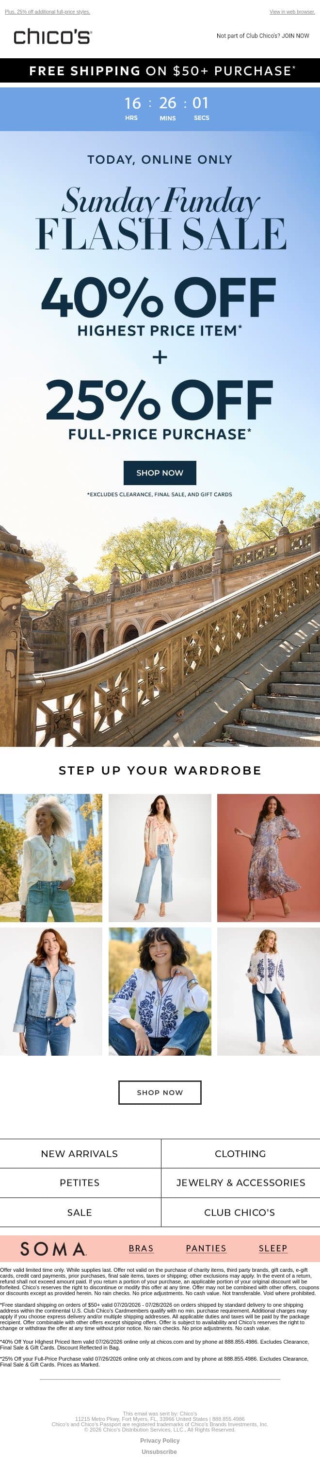 TODAY ONLY: 40% off your FAVE (!!) email from Chico's screenshot