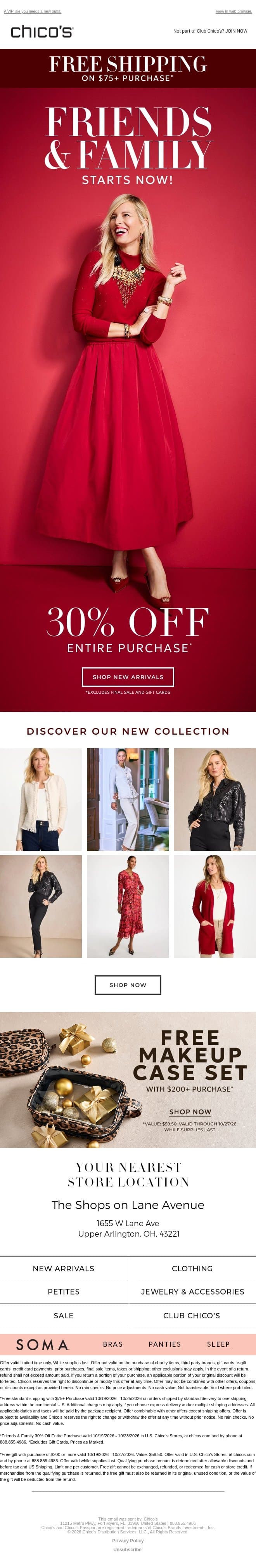 You’re on the list: 30% off is HERE! email from Chico's screenshot