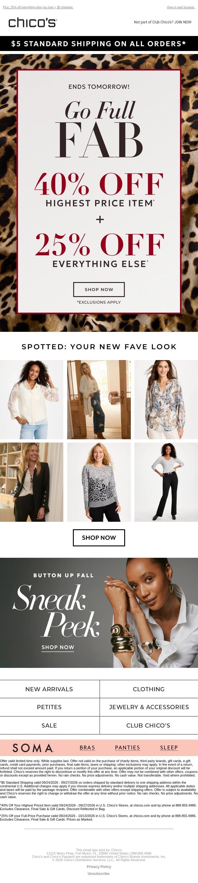 40% off your favorite style email from Chico's screenshot
