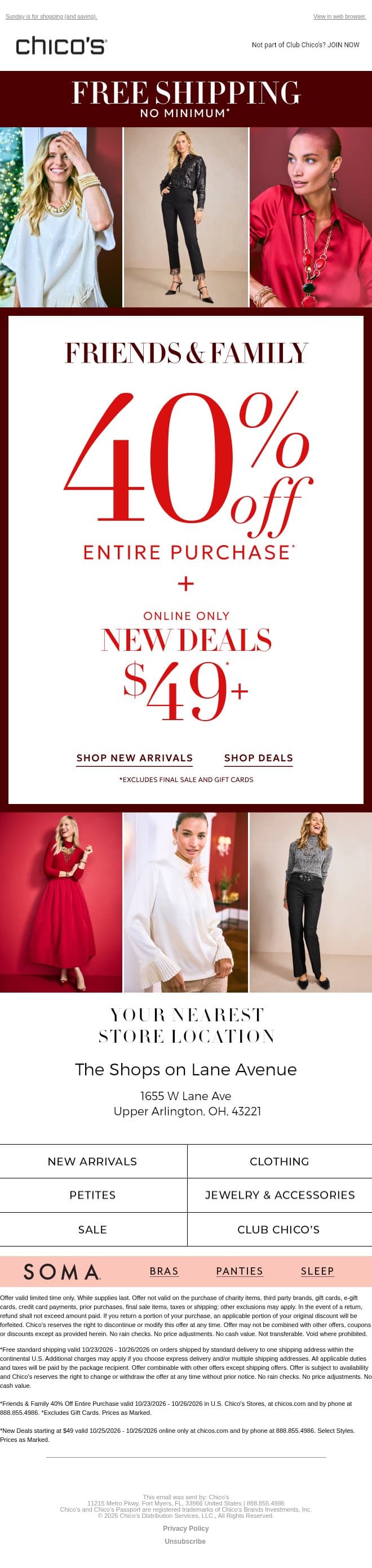 ENDS SOON! 40% off everything* + NEW deals (MAY BE EXTENDED 👀) email from Chico's screenshot