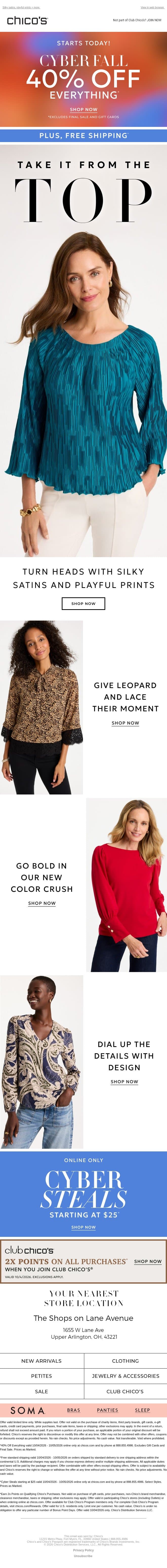 It's ALL 40% off or more | Tops That Do It All email from Chico's screenshot